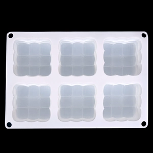 Détails du moule en silicone translucide à 6 cavités avec texture grillagée pour bougies
