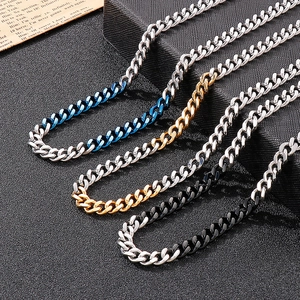 Stainless Steel Cuban Link Chain Necklace And Bracelet Two Tone Polished Hip Hop Streetwear Jewelry For Men