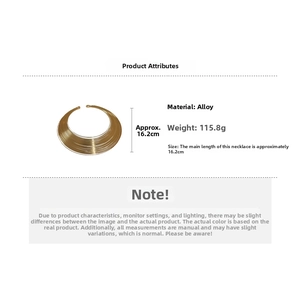 Detail specifications of multi-layer golden choker necklace with alloy material and dimensions