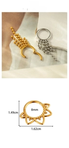 Detailed size chart for stainless steel tassel nose ring and lotus septum jewelry