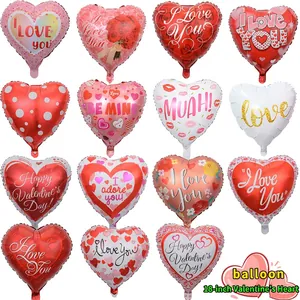 Heart Shaped Balloons Aluminum Foil Mylar Romantic Valentine's Day Party Decoration Wedding Proposal Printed Love Theme