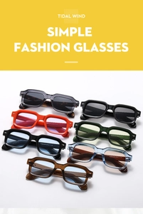 Detailed macro view of retro square frame sunglasses legs with printed size specifications