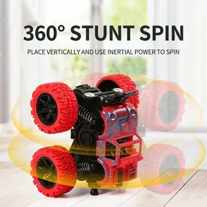 Inertia 4WD monster truck toy for kids with 360-degree rotation and red off-road tires