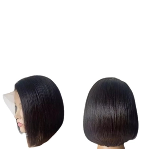Short black lace front bob wig for women made with smooth synthetic or human hair