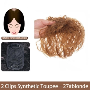 Synthetic blonde hair toupee with clips for thinning hair top volume hairpiece new