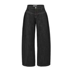 Jeans Da Donna Vita Alta Gamba Larga Denim Cotone Cuciture A Contrasto Retro Casual Taglio Dritto Vestibilità Larga