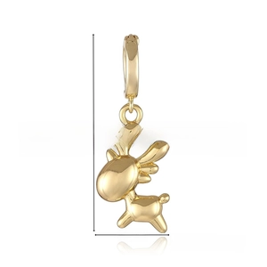Detailed close-up of 18k gold plated deer pendant showing 3.5cm height and polished finish