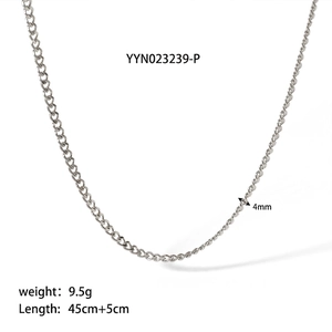 Detailed 4mm silver stainless steel chain with 45cm length and 5cm extension