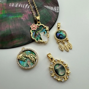 18K vergoldete Anhänger mit Abalone-Muschel in Katzen- und Goldfisch-Designs für DIY
