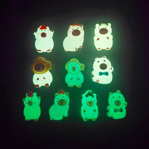 Set of 10 glowing Capybara resin figurines featuring cute luminous cartoon animal designs