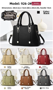 Detailed view of the multi-layer zipper design and seven available colors for this handbag