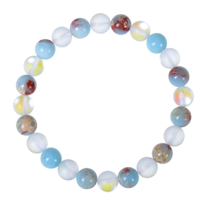 Natural Shoushan stone beaded health bracelet with blue and luminous matte beads