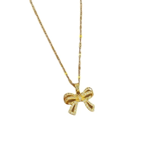 Elegant gold butterfly pendant necklace with shimmering zircon stones on a white background