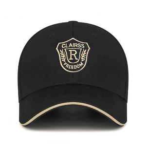Vintage Adjustable Hard Top Polyester Baseball Cap With Shield R Letter Embroidery Casual Sun Protection Hat For Men Women