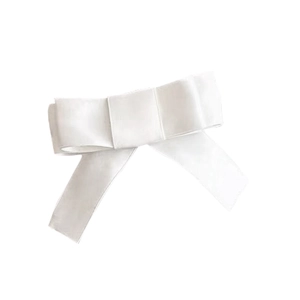 Elegant white French oversized fabric bow hair clip for women with soft texture