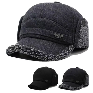 Winter Ear Flap Baseball Cap Men Thermal Thickened Woolen Fleece Lined Windproof Outdoor Warm Hat