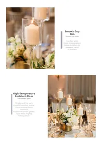 Detalle macro del portavelas de vidrio resistente al calor con borde liso para bodas