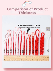 Size comparison of 1.5mm braided cord with ruler and USB cable for scale and detail