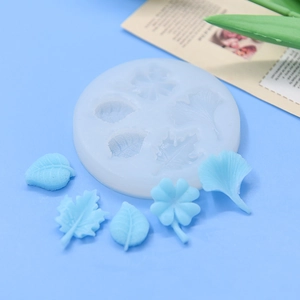 Round silicone mold with 5 leaf shapes for DIY cake mousse and chocolate baking