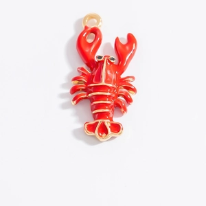 Pendentif homard en émail rouge et doré pour la création de bijoux DIY élégants