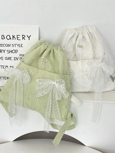 Sweet Lace Bow Drawstring Backpack Large Capacity School Bag For Women Japanese Mori Style Fashion