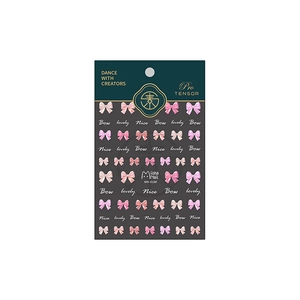 3D ultra-thin pink bow nail art stickers with glitter lovely lettering on MN-016F pack