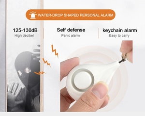 Pulling the pin of the white teardrop personal alarm to trigger 130dB high decibel sound