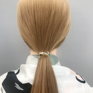 Chic golden alloy metal ponytail cuff clip hair accessory for women in minimalist style