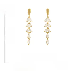 Detailed specs of long tassel earrings with rhinestones and S925 silver needles