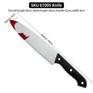 Halloween bloody plastic toy knife prop for cosplay costume, 30cm length realistic fake knife