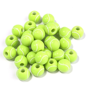 Detailed pile of fluorescent green tennis ball acrylic beads with center threading holes