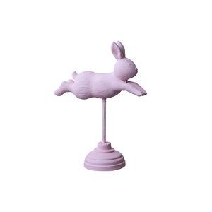 Statuetta coniglio rosa su supporto per decorazione da tavolo nordica creativa