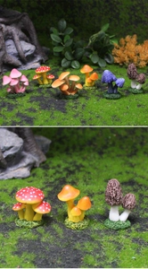 Detailed resin miniature mushroom set for terrariums and fairy garden moss landscapes