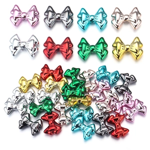 Acrylic Bowknot Loose Beads Electroplated Colorful AB DIY Jewelry Making Accessories For Earrings Phone Chains