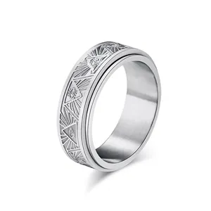Eye Of Providence Spinner Ring Stainless Steel Anxiety Relief Fidget Band Jewelry Punk Gothic Mysterious Band
