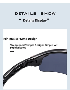 Streamlined temple design and matte frame details of sports polarized cycling sunglasses