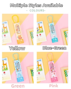 5-in-1 stationery gift set with pencil and eraser in four cartoon theme colors