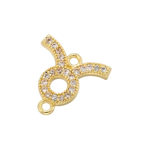 Macro shot of gold jewelry connector with pavé cubic zirconia for DIY bracelets
