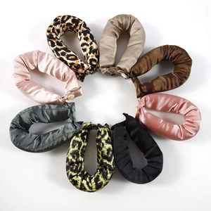 8-piece heatless silk hair curler set in assorted leopard print and solid satin colors