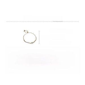 Detailed view of zircon evil eye bracelet in copper with size and weight dimensions