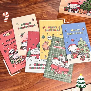 Set of colorful Christmas gift bags featuring cute snowman and reindeer illustrations