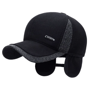 Winter baseball cap for men featuring fold-down earflaps and Sport metal ornament