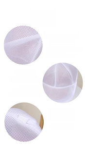 Detail of thickened sandwich mesh laundry bag with reinforced edges and zipper protection cover