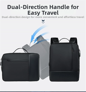 Close-up of dual-way carrying handles on waterproof business laptop backpack