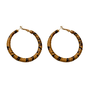 Boucles d'oreilles créoles vintage en cuir imprimé léopard avec crochets dorés