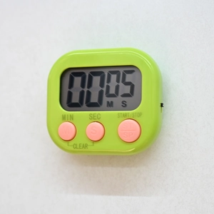 Green square visual timer with pink buttons and clear digital display for desk focus