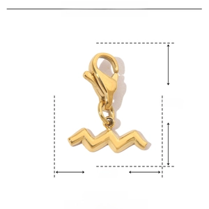 Detailed parameter diagram of 14K gold-plated wave pendant with 15x12mm stainless steel size