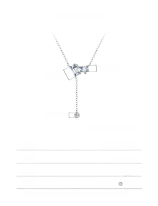 Detailed size parameters and technical specifications for silver Y-chain emerald-cut necklace