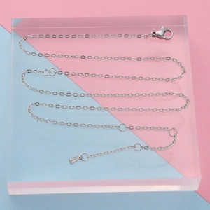 Minimalist 18k vacuum plated stainless steel chain necklace with lobster clasp in silver
