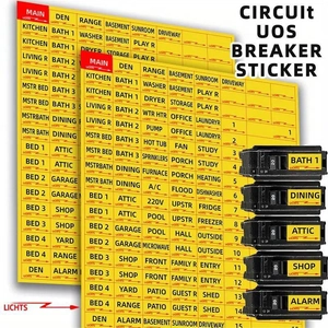 Circuit Breaker Stickers Waterproof Adhesive Electrical Panel ID Directory Labels Fuse Box Identification Home Organization